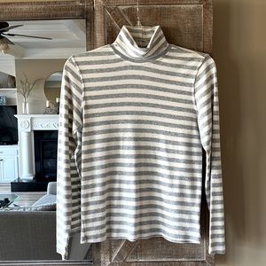 Vintage White Stag Tutrleneck Gray Stripe Cotton Womens Small